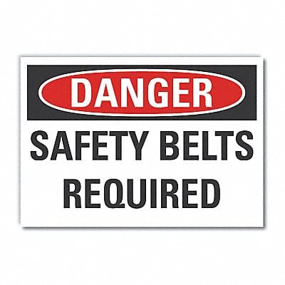 Safety Belt Danger Lbl 10x14in Polyest