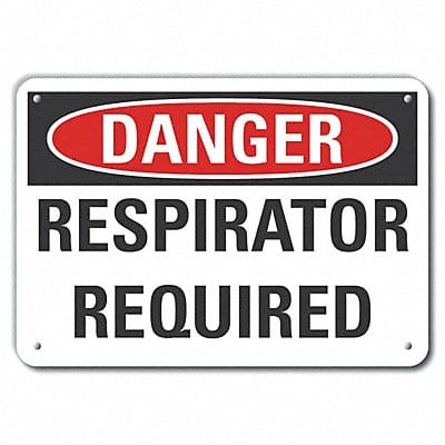 Respirator Required Danger Sign 7x10in