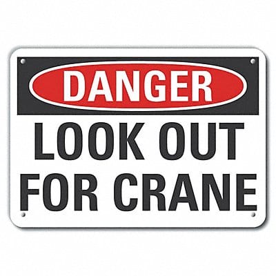 Alum Crane Hoists Danger Sign 10x14in