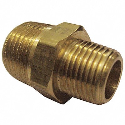 Hex Nipple Brass 1/4 x 1/8 in 10 PK