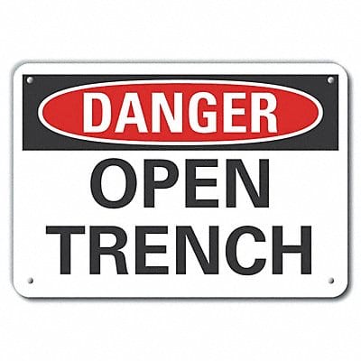 Open Trench Danger Sign 10inx14in Alum