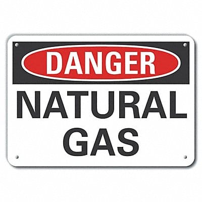 Alum Natural Gas Danger Sign 7x10in Alum