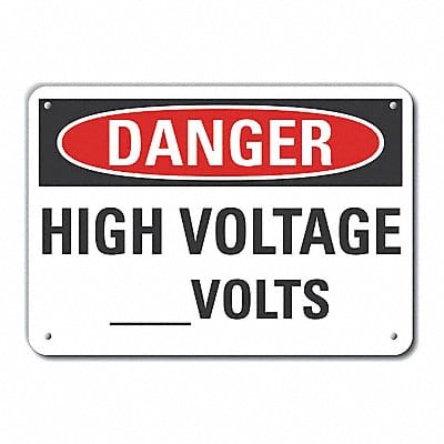 Rflct High Voltage Danger Sign 10x14in