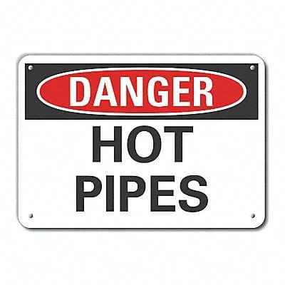 Rflct Hot Pipes Danger Sign 7x10in Alum