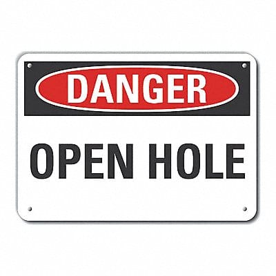 Open Hole Danger Sign 10inx14in Aluminum