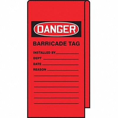 Danger Tag Barricade 12 Hx3-1/8 W PK25