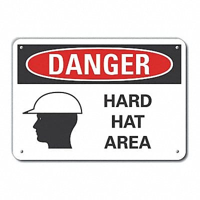 Hard Hat Danger Sign 10inx14in Aluminum