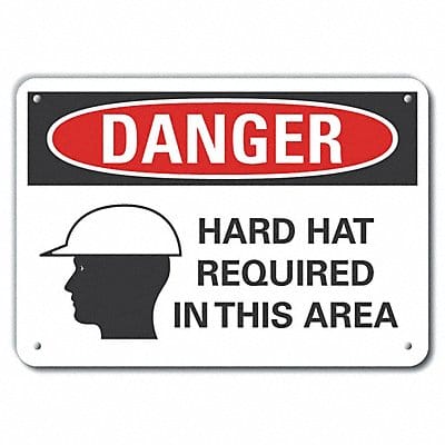 Rflct Hard Hat Danger Sign 10x14in Alum