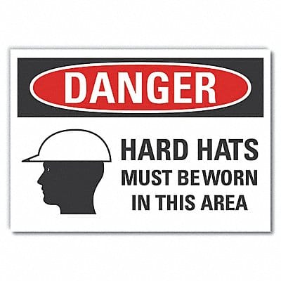 Hard Hat Danger Lbl 7inx10in Polyester