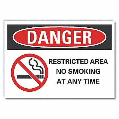 No Smoking Danger Lbl 7x10in Polyester