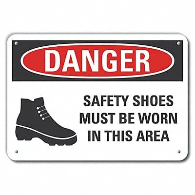 Rflct Foot Danger Sign 10x14in Alum