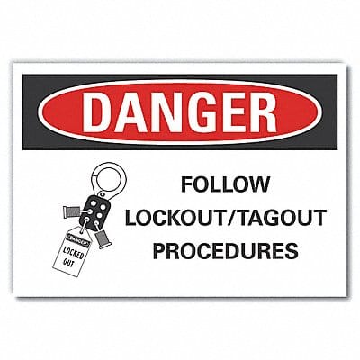 Lockout Tagout DangerLbl 7x10in Polyest