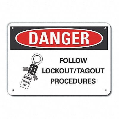 Rflct Lockout Tagout Danger Sign 7x10in