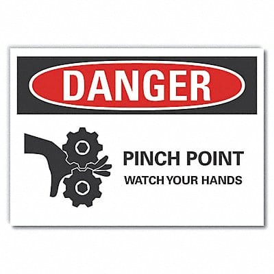 Pinch Point Danger Lbl 5inx7in Polyester