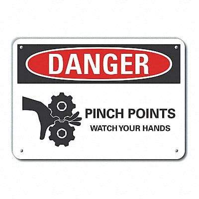 Alum Pinch Point Danger Sign 7x10in Alum