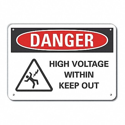 Rflct High Voltage Danger Sign 10x14in