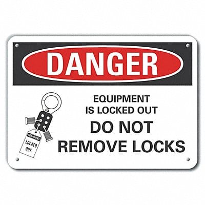 Alum Lockout Tagout Danger Sign 10x14in