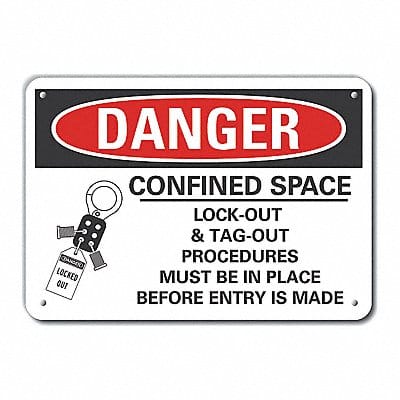 Alum Confined Space Danger Sign 10x14in