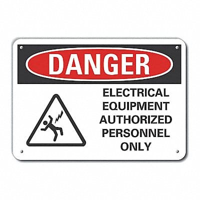 Alum Elect Equipment Danger Sign 10x14in