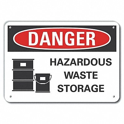 Rflct Hzrdous Waste Danger Sign 7x10in