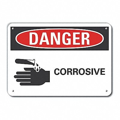 Corrosive Mtrls Danger Sign 10x14in Alum