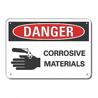 Corrosive Mtrls Danger Sign 10x14in Alum