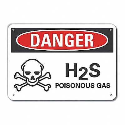 Rflct H2S Poison Gas Danger Sign 7x10in