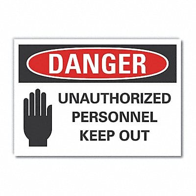 Auth Person Danger Label 10 in x 14 in