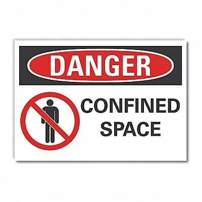 Confined Space Danger Lbl 7x10in Polyest