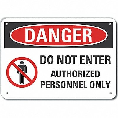 Auth Personnel Danger Sign 10x14in Alum