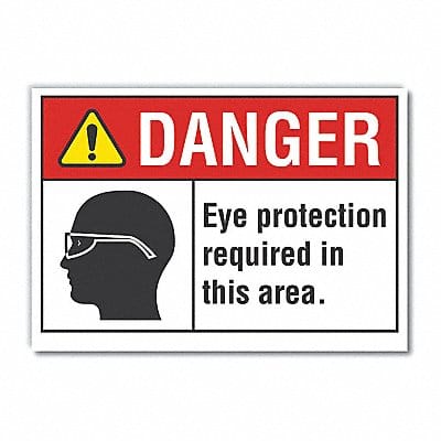 Eye Danger Label 5 in x 7 in Polyester