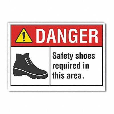 Foot Danger Rflct Label 5 in x 7 in