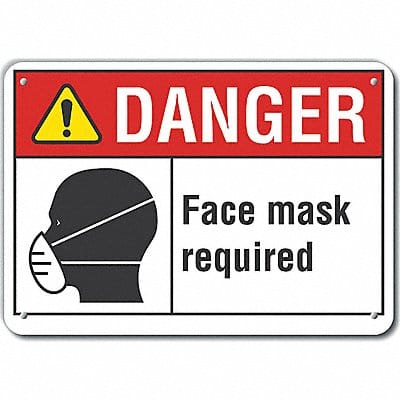 Rflct Face Mask Danger Sign 7x10in Alum