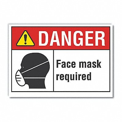 Face Mask Danger Rflct Label 7inx10in