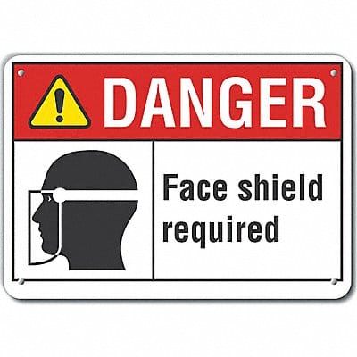 Alum Face Mask Danger Sign 10x14in Alum