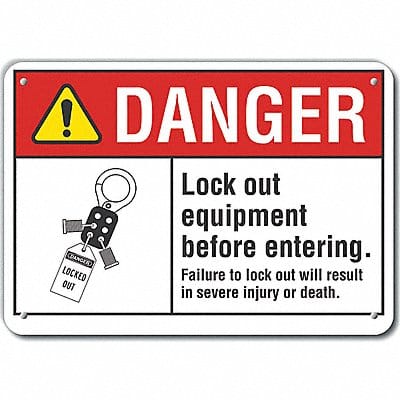 Lockout Tagout Danger Sign 10x14in Alum