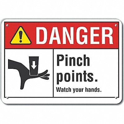 Pinch Point Danger Sign 10inx14in Alum