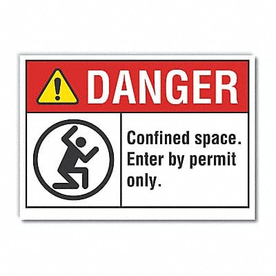 Confined Space Danger Labl 5x7in Polyest