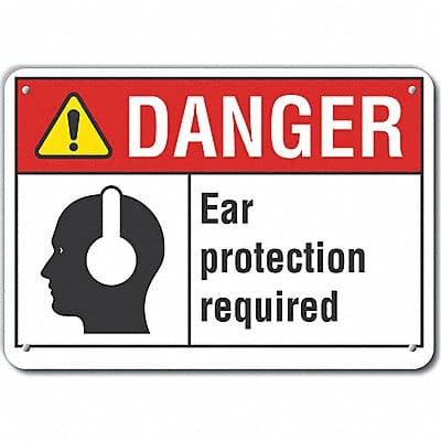 Rflct Hearing Danger Sign 7x10in Alum