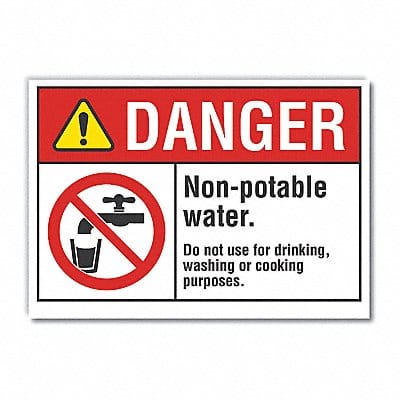 Potable Water Danger Rflctv Label 7x10in