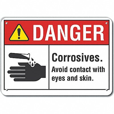 Rflct Corrosive Mtrl Danger Sign 7x10in