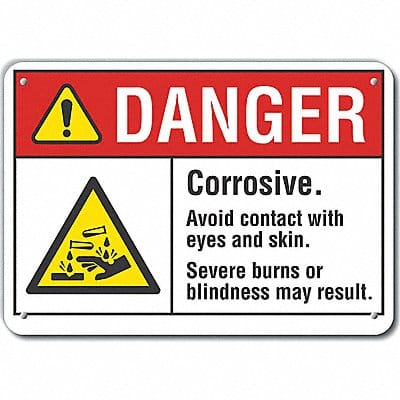 Alum Corrosive Mtrl Danger Sign 7x10in