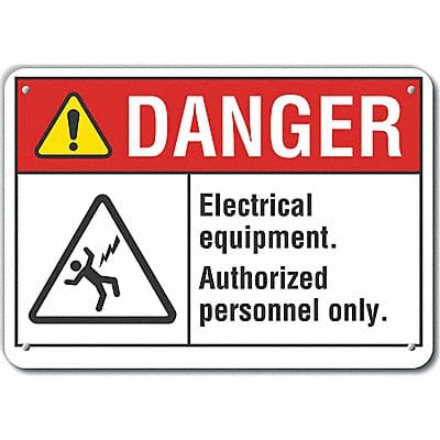 Alum Elect Equipment Danger Sign 7x10in