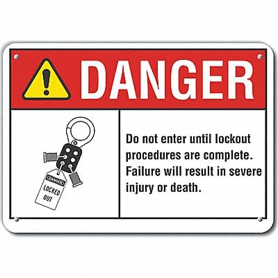 Alum Lockout Tagout Danger Sign 7x10in