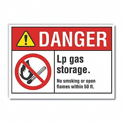 No Smoking Danger Rflct Label 7inx10in