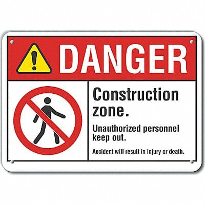 Construct Area Danger Sign 10x14in Alum