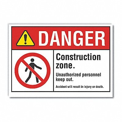 Construction Area Danger Lbl 7x10in