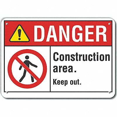 Alum Construct Area Danger Sign 7x10in