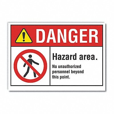 Hazard Area Danger Lbl 7x10in Polyester