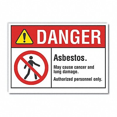 Asbestos Danger Label 7 in x 10 in